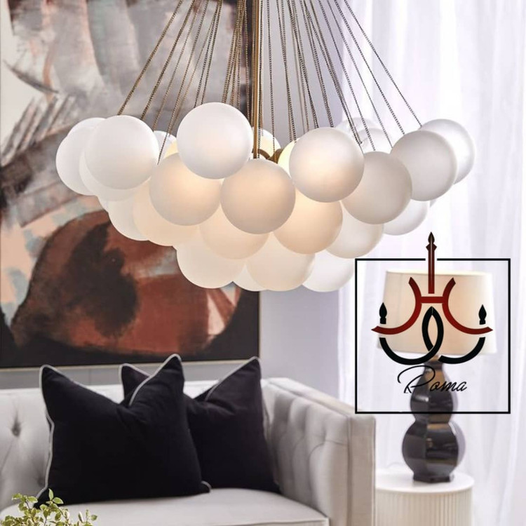 لوستر ابری مینیمال با طراحی مولکولی مناسب اتاق خواب و نشیمن – نوردهی ملایم و سبک مدرن| لوسترروما