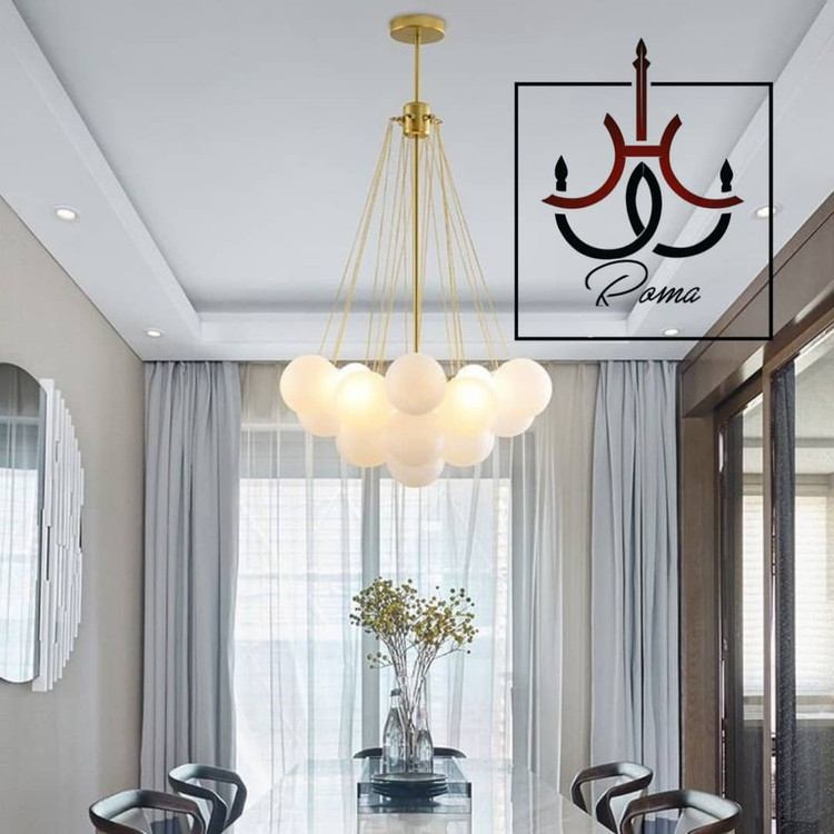 لوستر ابری مینیمال با طراحی مولکولی مناسب اتاق خواب و نشیمن – نوردهی ملایم و سبک مدرن| لوسترروما