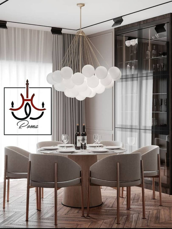 لوستر ابری مینیمال با طراحی مولکولی مناسب اتاق خواب و نشیمن – نوردهی ملایم و سبک مدرن| لوسترروما