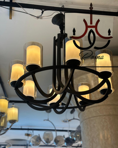 لوستر عصایی مدرن مشکی استاتیک مناسب سالن پذیرایی – طراحی خاص و کلاسیک | لوسترروما