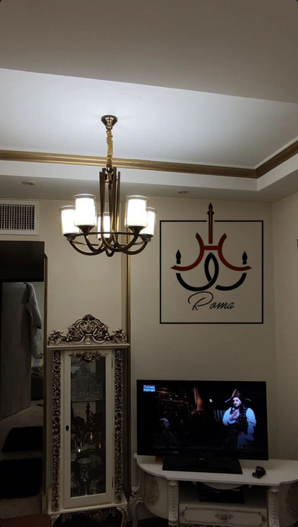 لوستر عصایی ۵ شاخه طراحی کلاسیک مدرن مناسب سالن، پذیرایی و فضاهای متوسط | لوسترروما