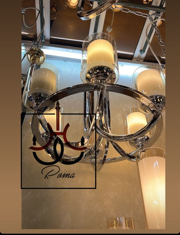 لوستر عصایی مدرن و کلاسیک لستانی سیلور مناسب سالن و پذیرایی | لوستر روما