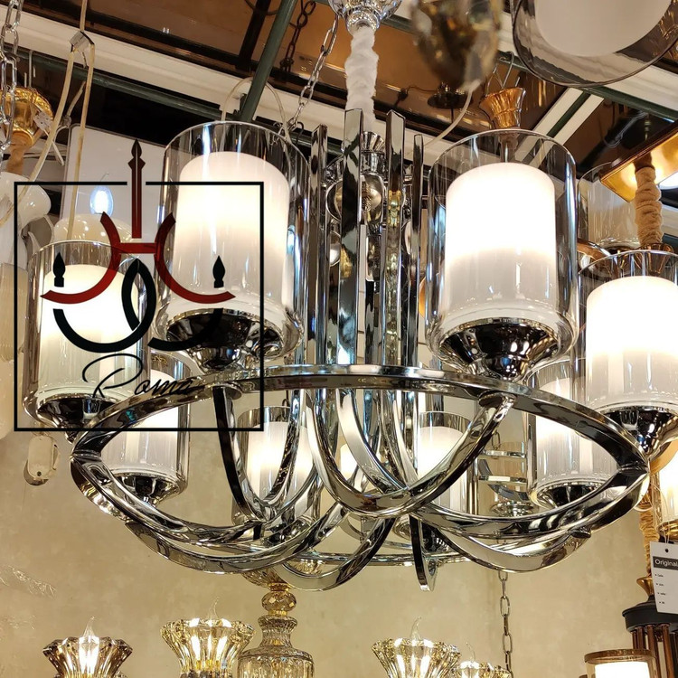 لوستر عصایی مدرن و کلاسیک لهستانی سیلور مناسب سالن و پذیرایی | لوستر روما