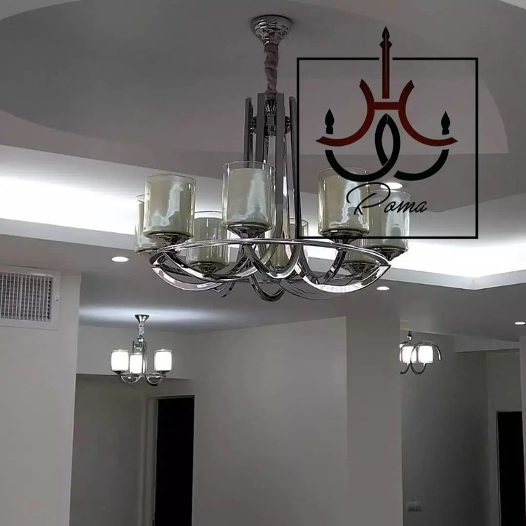 لوستر عصایی مدرن و کلاسیک لهستانی سیلور مناسب سالن و پذیرایی | لوستر روما