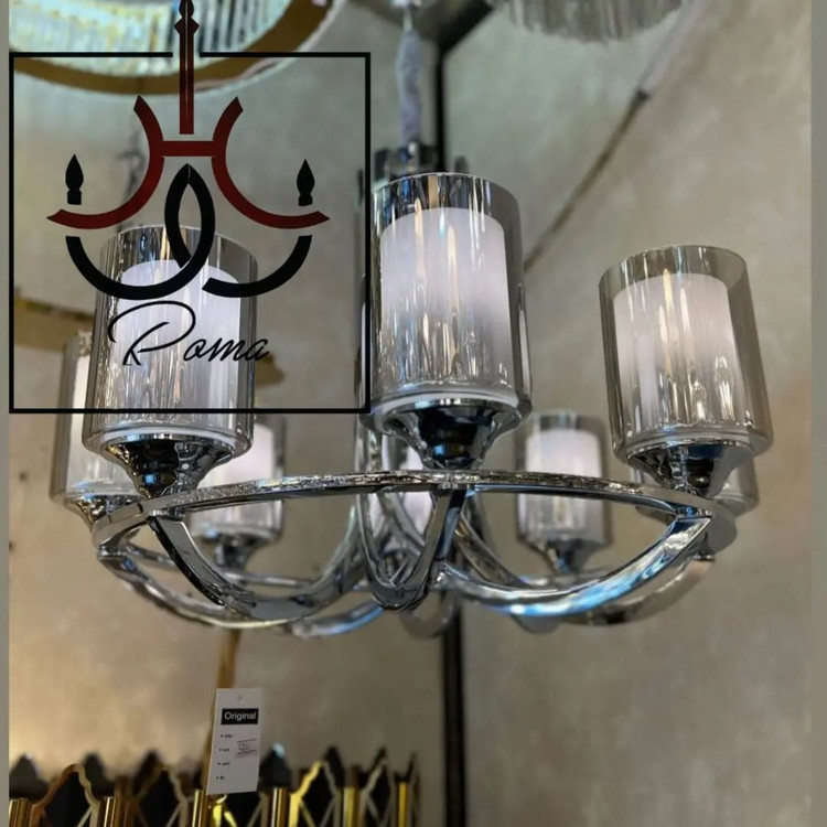 لوستر عصایی مدرن و کلاسیک لهستانی سیلور مناسب سالن و پذیرایی | لوستر روما