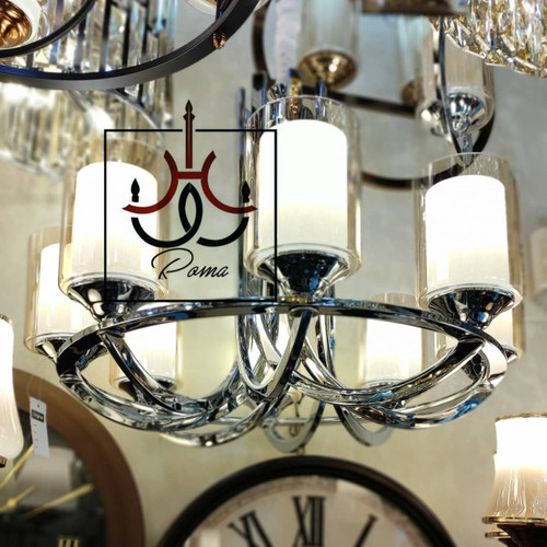 لوستر عصایی مدرن و کلاسیک لهستانی سیلور مناسب سالن و پذیرایی | لوستر روما