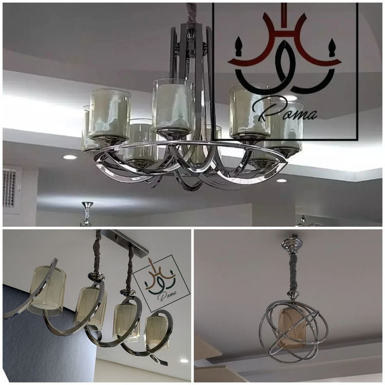 لوستر عصایی مدرن و کلاسیک لهستانی سیلور مناسب سالن و پذیرایی | لوستر روما