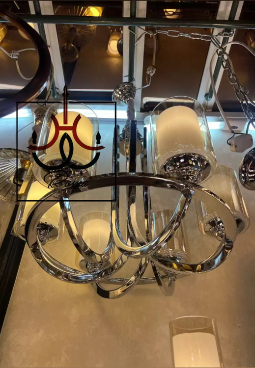 لوستر عصایی سیلور شش شاخه لهستانی با طراحی مدرن و کلاسیک مناسب فضای سالن و پذیرایی