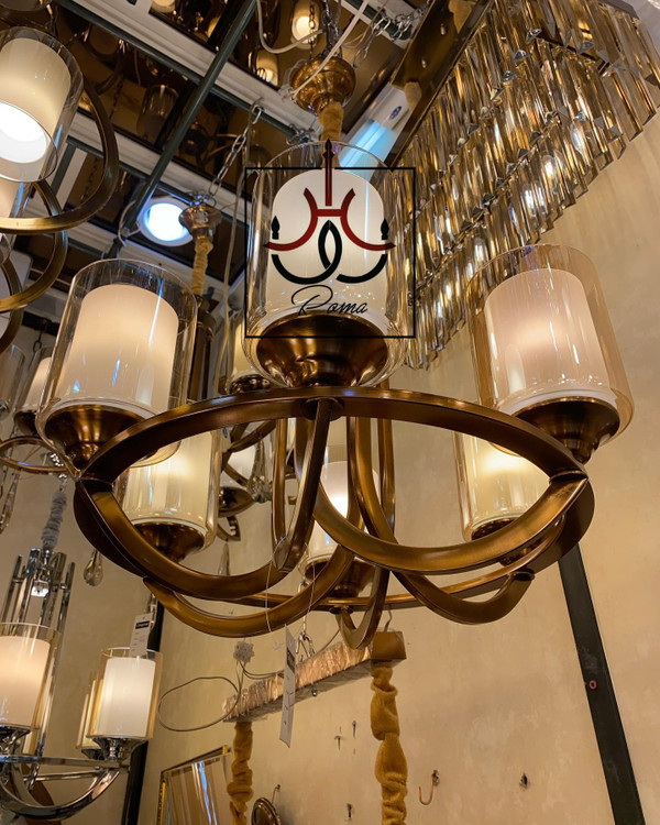 لوستر عصایی نسکافهای شش شاخه لهستانی با طراحی کلاسیک مدرن مناسب سالن و پذیرایی