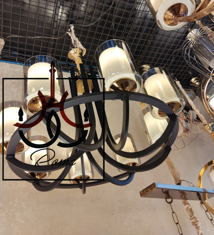 لوستر عصایی لهستانی با رنگ مشکی مات، طراحی ترکیبی مدرن و کلاسیک، مناسب سالن و پذیرایی