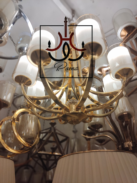 لوستر افروز رنگ طلایی، طراحی مدرن لهستانی مناسب سالن پذیرایی و فضاهای دکوراتیو