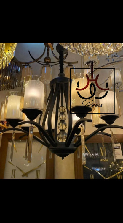 لوستر مشکی مدل غنچه با طراحی مدرن لهستانی و نوردهی مناسب فضای سالن و پذیرایی