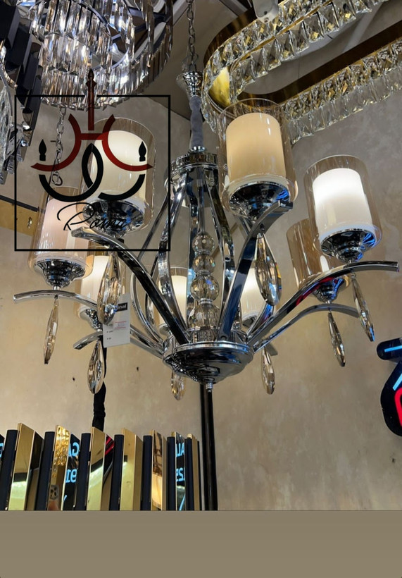 لوستر مدرن لهستانی غنچه سیلور مناسب سالن پذیرایی با نوردهی عالی و طراحی خاص | کد G-82 | برند رومالوستر