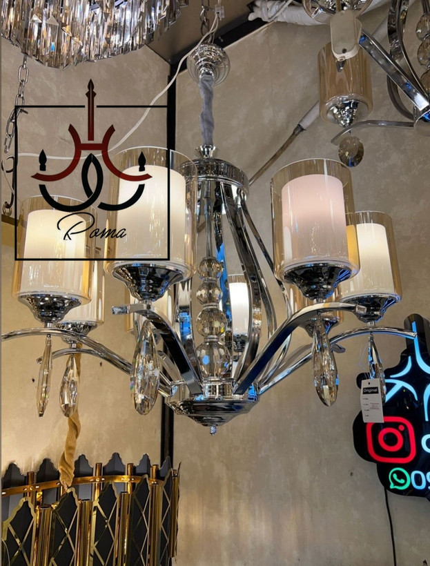 لوستر مدرن لهستانی غنچه سیلور مناسب سالن پذیرایی با نوردهی عالی و طراحی خاص | کد G-82 | برند رومالوستر