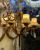 لوستر ۸ شاخه مدل غنچه با طراحی لهستانی و تنوع رنگ، مناسب سالن پذیرایی زیتونی