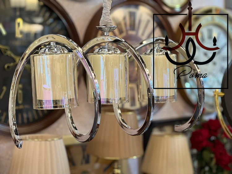 لوستر مناسب آشپزخانه رنگ سیلور سه شعله