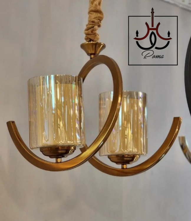 لوستر فنری دو شعله مدرن با طراحی ساده و نوردهی عالی مناسب آشپزخانه و اتاق خواب