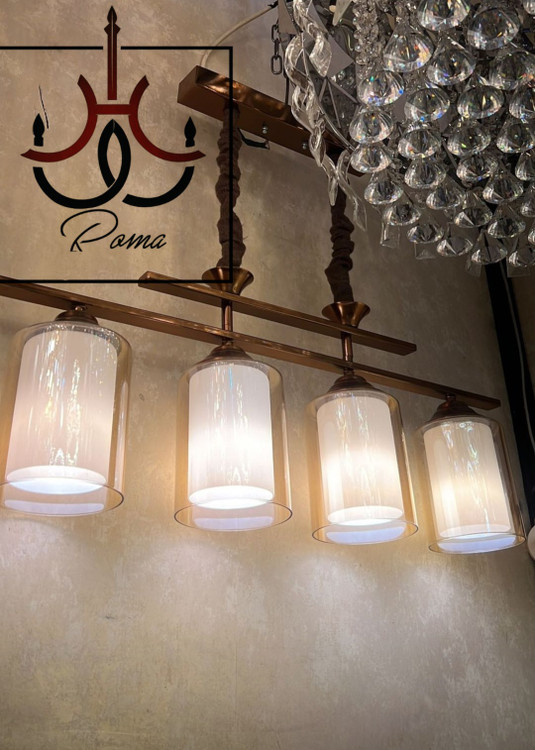 لوستر خطی لاینر چهار شعله لهستانی با طراحی مدرن و نوردهی فوقالعاده مخصوص آشپزخانه و ناهارخوری