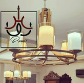 تصویر لوستر مدرن لهستانی عصایی دو رینگ ۶ شاخه رنگبندی متنوع مناسب سالن