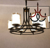 تصویر لوستر مدرن لهستانی عصایی دو رینگ ۶ شاخه رنگبندی متنوع مناسب سالن