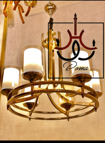 تصویر لوستر مدرن لهستانی عصایی دو رینگ ۶ شاخه رنگبندی متنوع مناسب سالن