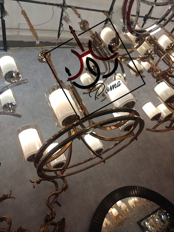 تصویر لوستر مدرن لهستانی عصایی دو رینگ ۶ شاخه رنگبندی متنوع مناسب سالن