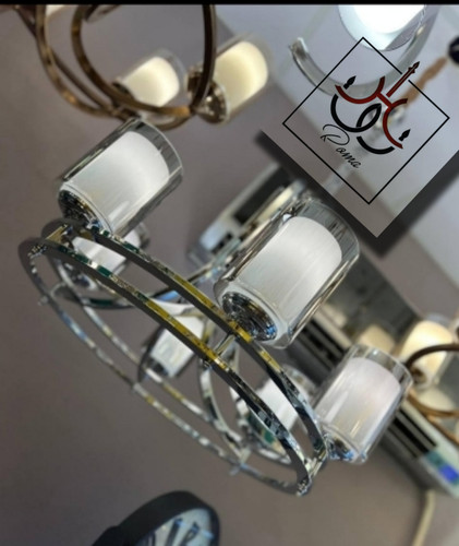 لوستر مدرن سیلور دو رینگ با طراحی عصایی و نوردهی بالا مناسب سالن پذیرایی