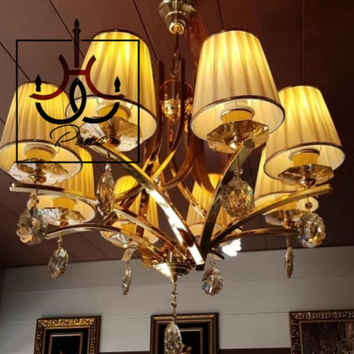لوستر خورشیدی رنگ طلایی با طراحی مدرن و سایزبندی مختلف مناسب سالن پذیرایی
