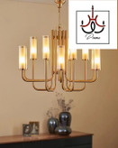 لوستر مدرن لومینا زیتونی ۱۰ شاخه مناسب سالن با طراحی خاص و نوردهی استاندارد