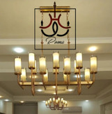 لوستر مدرن لومینا زیتونی ۱۰ شاخه مناسب سالن با طراحی خاص و نوردهی استاندارد