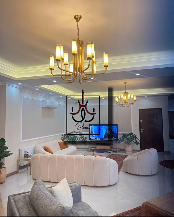 لوستر مدرن لومینا زیتونی ۱۰ شاخه مناسب سالن با طراحی خاص و نوردهی استاندارد