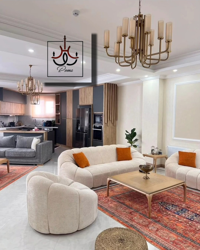 لوستر مدرن لومینا زیتونی 12 شاخه مناسب سالن با طراحی خاص و نوردهی استاندارد