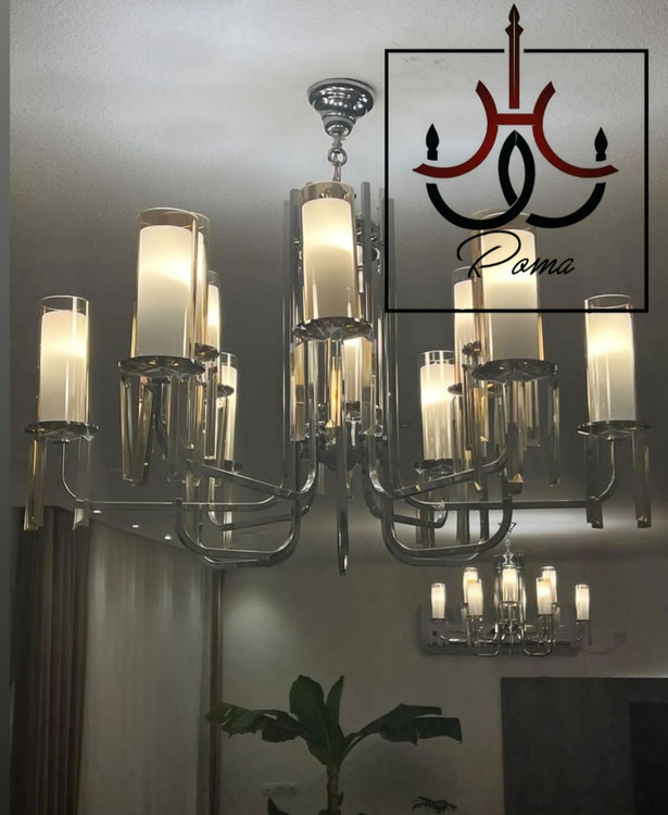 لوستر لومینا با آویزهای کریستالی زیبا و طراحی مدرن مناسب فضای سالن و پذیرایی