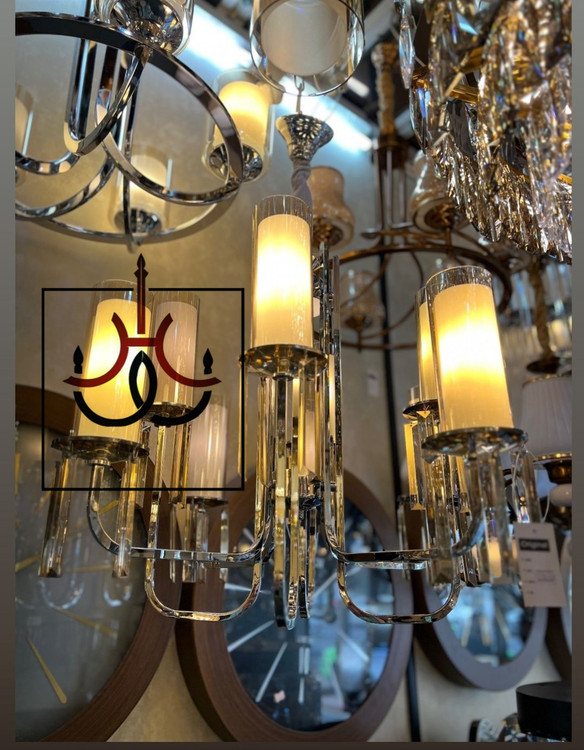 لوستر لومینا با آویزهای کریستالی زیبا و طراحی مدرن مناسب فضای سالن و پذیرایی