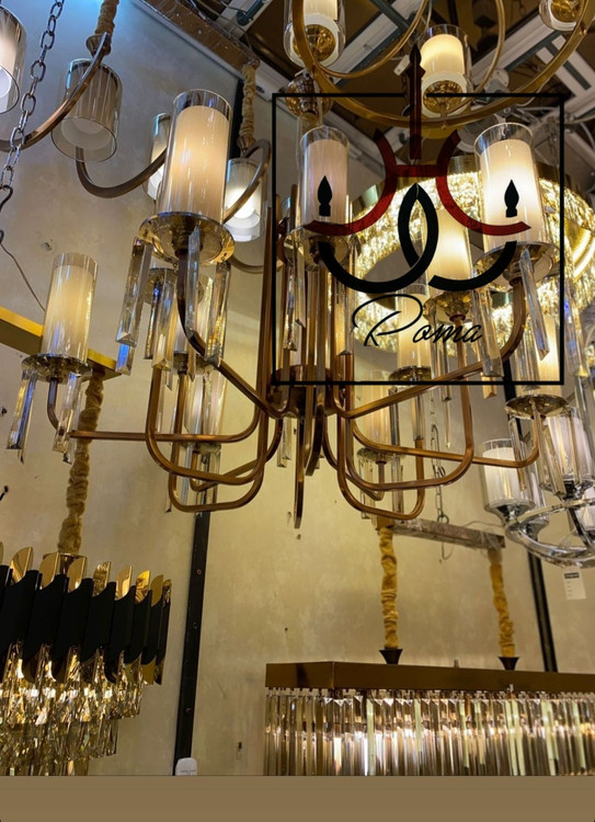 لوستر لومینا با آویزهای کریستالی زیبا و طراحی مدرن مناسب فضای سالن و پذیرایی