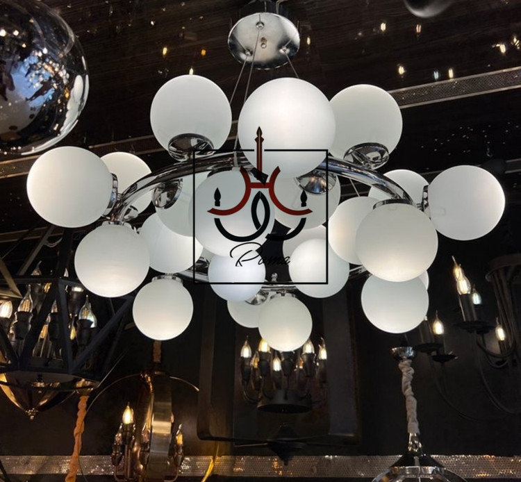 لوستر مدرن مولکولی با قابلیت تنظیم ارتفاع و رنگبندی متنوع برای فضاهای مینیمال