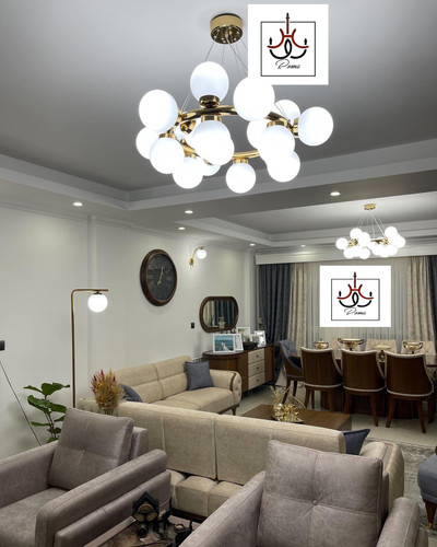 لوستر مدرن مولکولی طلایی رنگ مناسب دکورهای لوکس و مینیمال