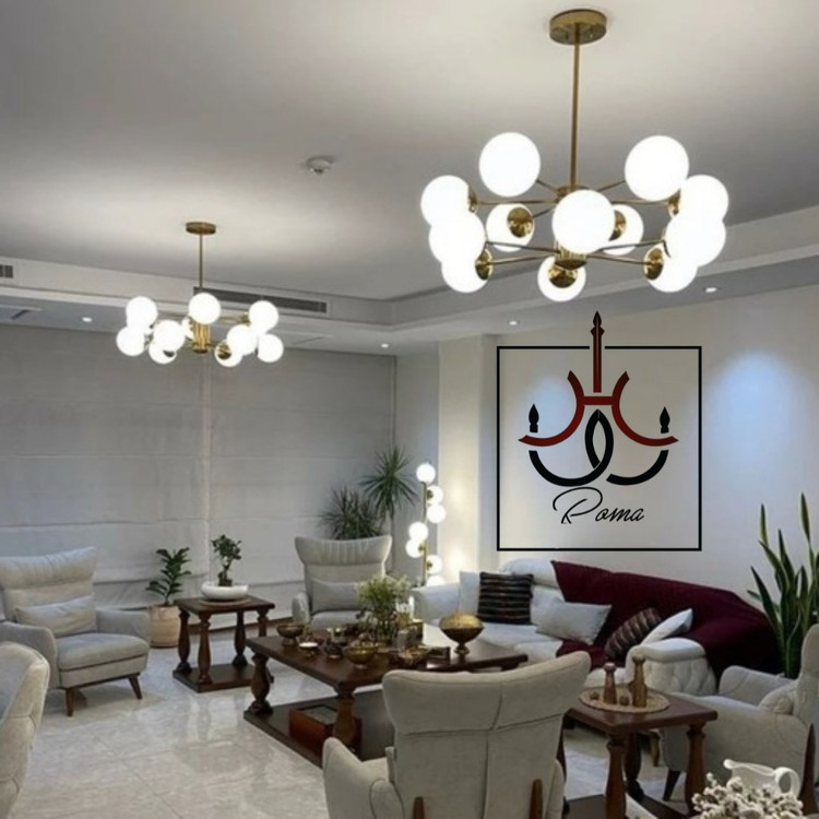 لوستر افروز مدل مولکولی با طراحی مدرن و مینیمال مناسب فضاهای لوکس و خاص