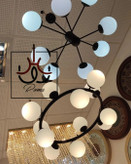 لوستر گرد مولکولی ۱۲ شاخه با طراحی مینیمال مشکی مناسب دکور مدرن