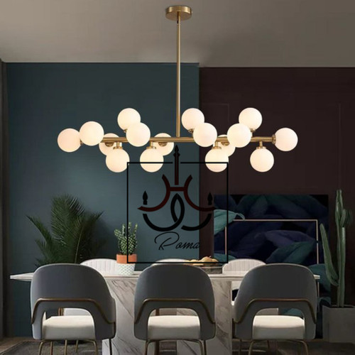 لوستر لاینر مولکولی ۱۶ شعله | طراحی مدرن مناسب میز ناهارخوری و جزیره