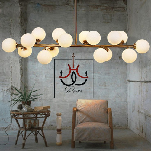 لوستر لاینر مولکولی ۱۶لامپ | سبک مدرن و مینیمال مناسب جزیره و میز ناهارخوری