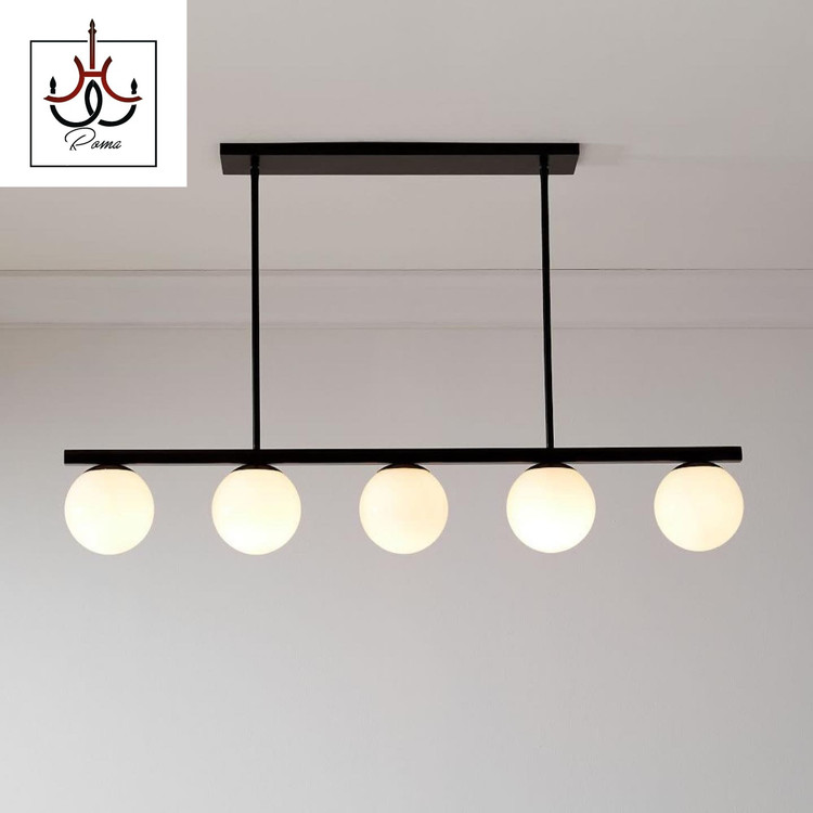 لوستر لاینر مولکولی مدرن منظم با ارتفاع قابل تنظیم و نوردهی بالا، مناسب آشپزخانه و میز نهارخوری