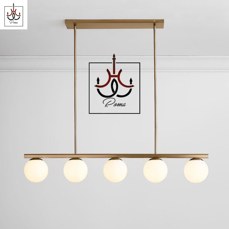 لوستر لاینر مولکولی مدرن منظم با ارتفاع قابل تنظیم و نوردهی بالا، مناسب آشپزخانه و میز نهارخوری