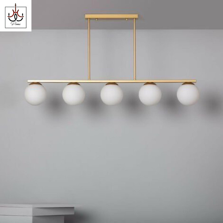 لوستر لاینر مولکولی مدرن منظم با ارتفاع قابل تنظیم و نوردهی بالا، مناسب آشپزخانه و میز نهارخوری