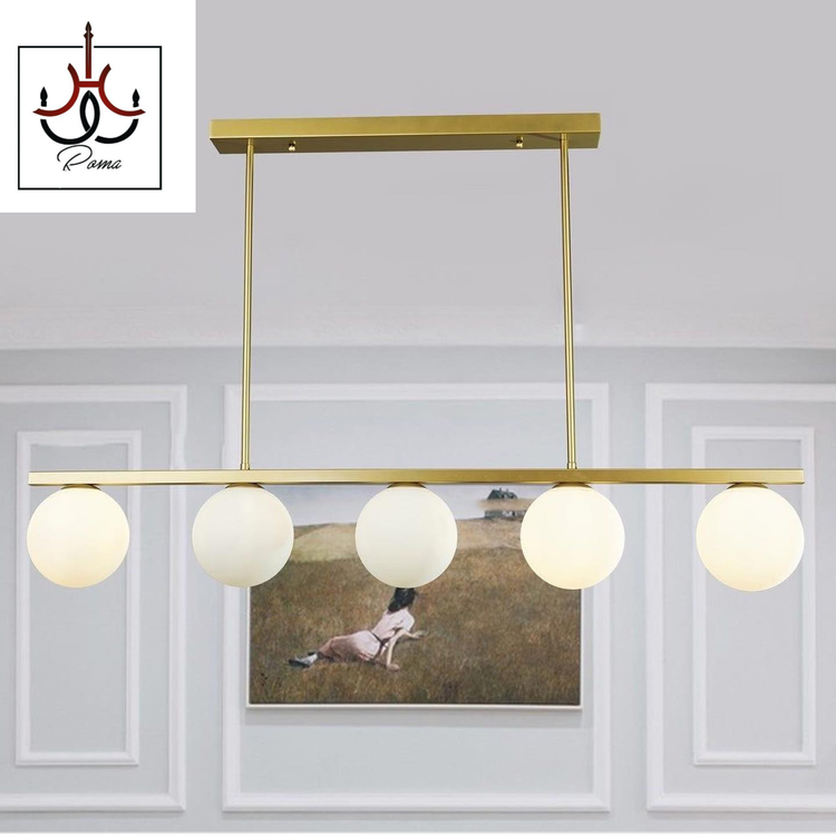 لوستر لاینر مولکولی مدرن منظم با ارتفاع قابل تنظیم و نوردهی بالا، مناسب آشپزخانه و میز نهارخوری