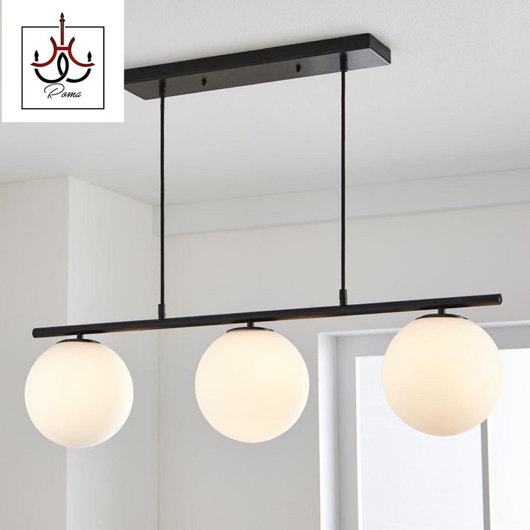 لوستر لاینر مولکولی مدرن منظم با ارتفاع قابل تنظیم و نوردهی بالا، مناسب آشپزخانه و میز نهارخوری