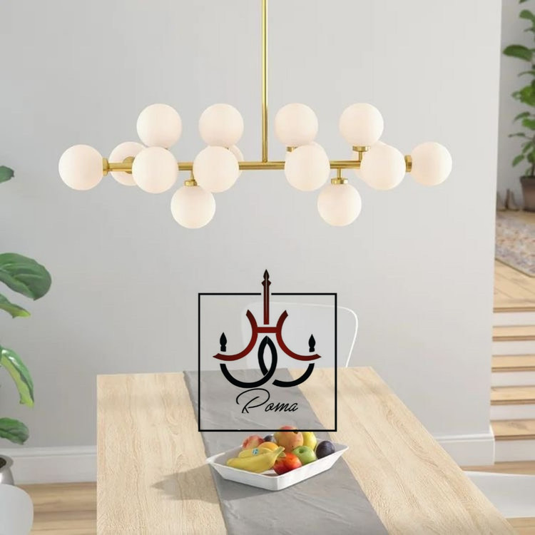 لوستر لاینر مولکولی ۱۶ شعله | طراحی مدرن مناسب میز ناهارخوری و جزیره