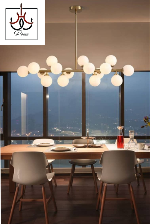 لوستر لاینر مولکولی ۱۶ شعله | طراحی مدرن مناسب میز ناهارخوری و جزیره