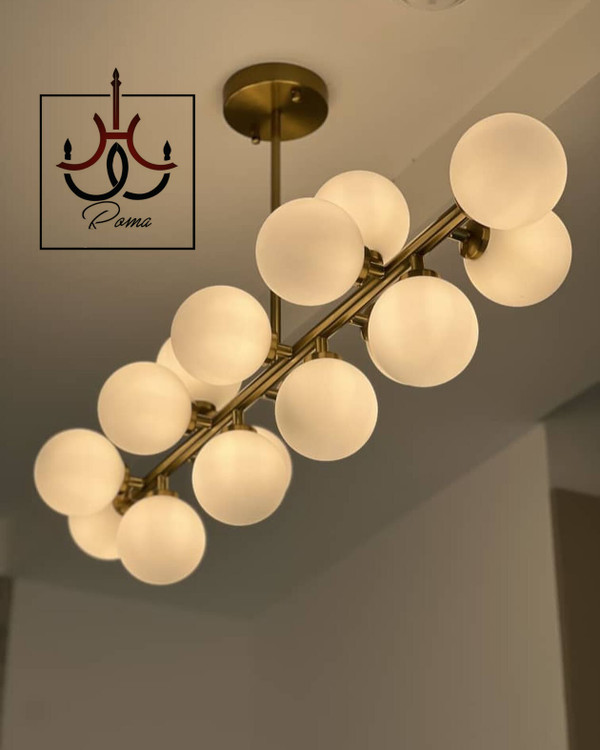 لوستر لاینر مولکولی ۱۶ شعله | طراحی مدرن مناسب میز ناهارخوری و جزیره