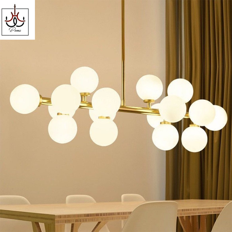 لوستر لاینر مولکولی ۱۶ شعله | طراحی مدرن مناسب میز ناهارخوری و جزیره